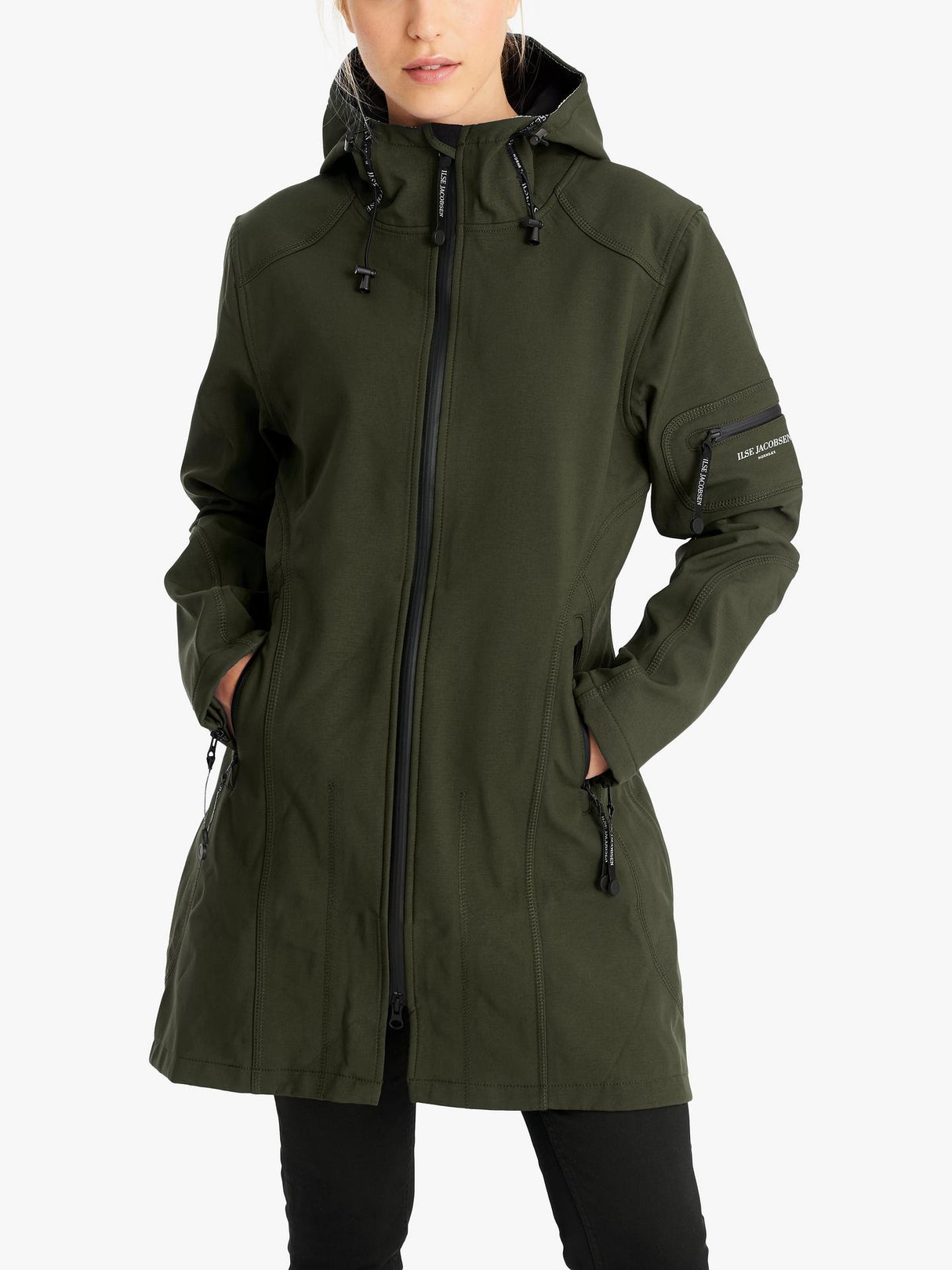 Ilse Jacobsen Hornbæk 07 Womens Regular Fit Plain Rain Coat  Army - Size 14