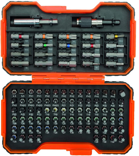 Bahco 59/S100BC 100pcs Assorted Screwdriver Bit Set + Ratchet - Black - Kazoop 