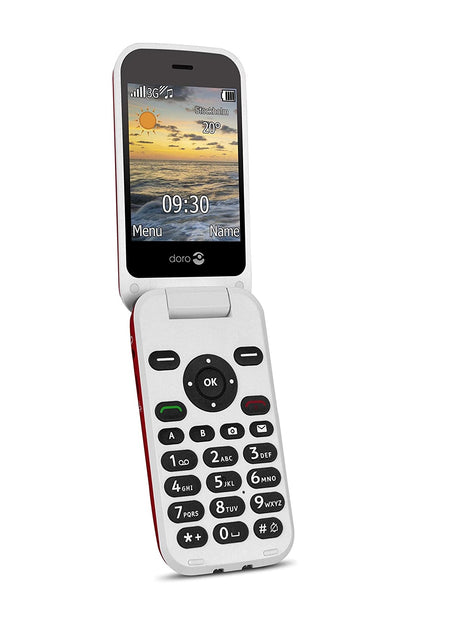 Doro 6620 Flip Phone 3G 128MB SIM-Free Unlocked 2.8"- Red/White - Kazoop 