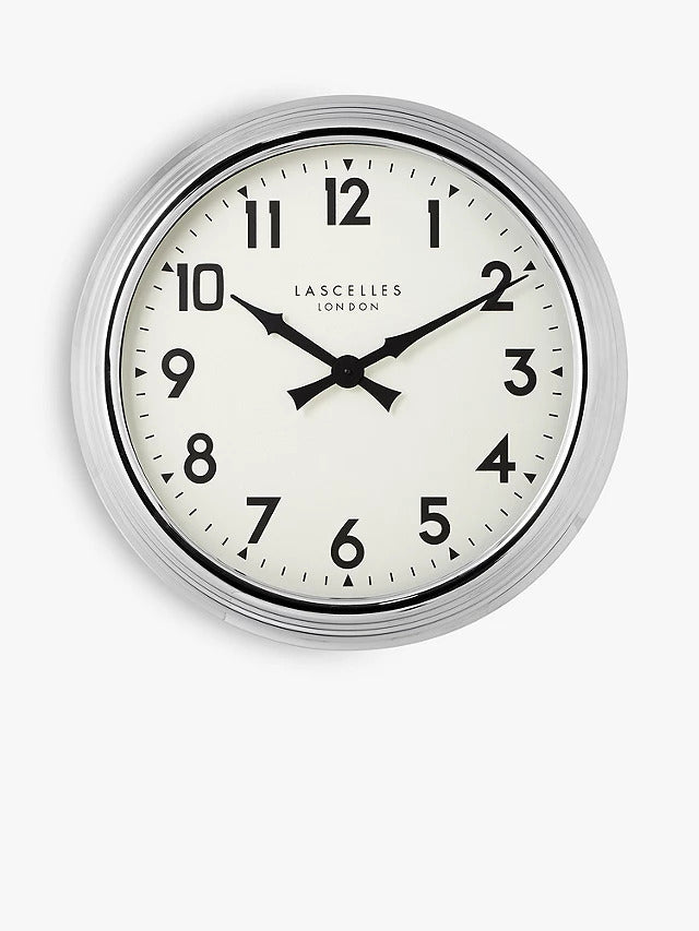 Lascelles Arabic Numeral Analogue Wall Clock H12 x Dia.60cm - Chrome - Kazoop 
