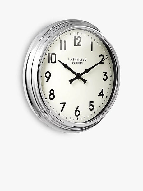 Lascelles Arabic Numeral Analogue Wall Clock H12 x Dia.60cm - Chrome - Kazoop 