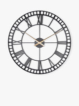 Lascelles Large Roman Numeral Skeleton Wall Clock 80cm - Black/Gold Hands - Kazoop 