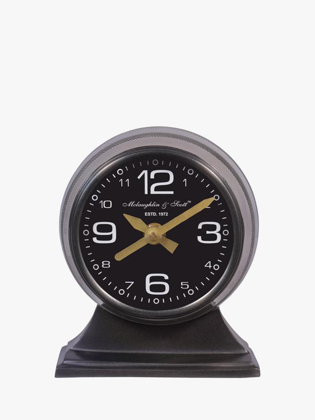 Libra Interiors Aviation Analogue Desk Mantel Clock - Satin Grey
