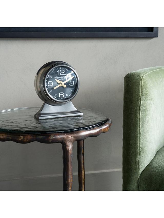 Libra Interiors Aviation Analogue Desk Mantel Clock - Satin Grey