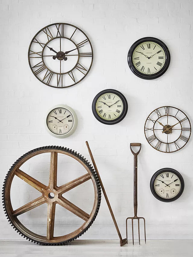 Lascelles Analogue Skeleton Roman Numeral Outdoor Wall Clock 70cm - Bronze