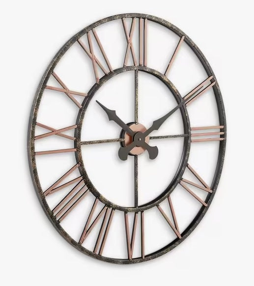 Lascelles Analogue Skeleton Roman Numeral 70cm Outdoor Wall Clock - Copper - Kazoop 