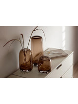 LSA International Mouth Blown Glass Melt Vase H24 x W13.50 x D9.80cm - Brown