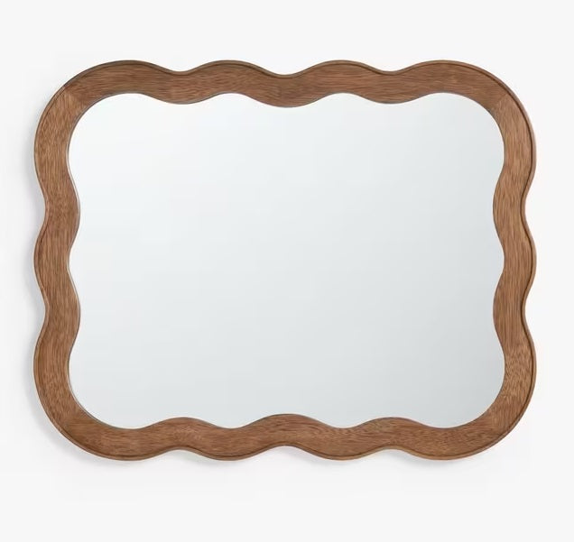 John Lewis Wiggle Pine Wood Frame Wall Mirror 75 x 60cm - Walnut Finish