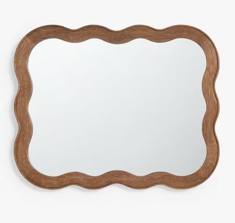 John Lewis Wiggle Pine Wood Frame Wall Mirror 75 x 60cm - Walnut Finish