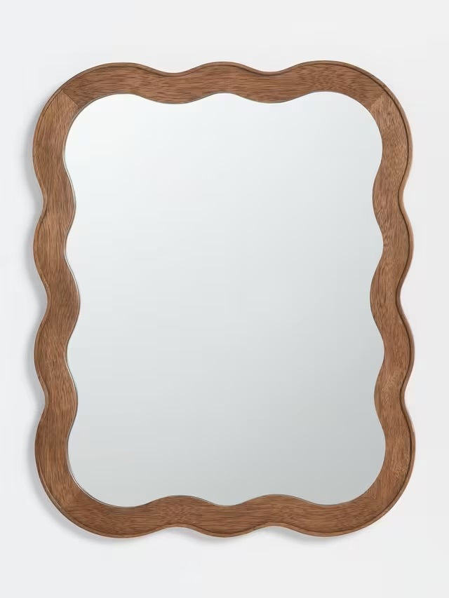 John Lewis Wiggle Pine Wood Frame Wall Mirror 75 x 60cm - Walnut Finish