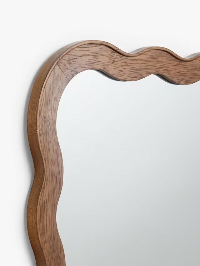 John Lewis Wiggle Pine Wood Frame Wall Mirror 75 x 60cm - Walnut Finish