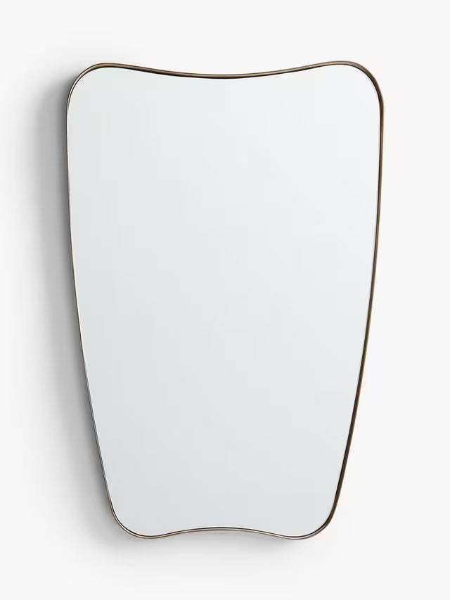 John Lewis Mid-Century Curved Metal Wall Mirror 96 x 65cm - Antique Brass