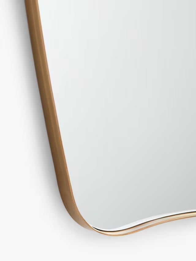John Lewis Mid-Century Curved Metal Wall Mirror 96 x 65cm - Antique Brass