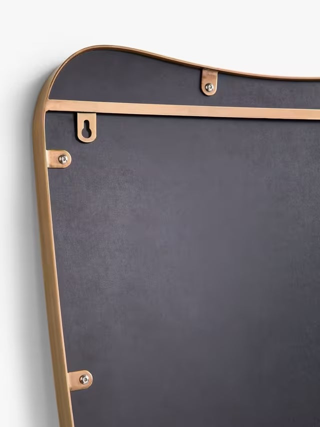John Lewis Mid-Century Curved Metal Wall Mirror 96 x 65cm - Antique Brass