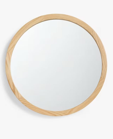 John Lewis Slim Oak Wood Decorative 80cm Round Wall Mirror - Natural Oak