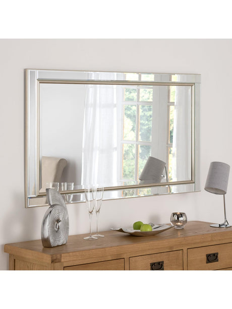 Yearn Rectangular Decorative Wood Framed Wall Mirror Champagne - 66 x 91cm