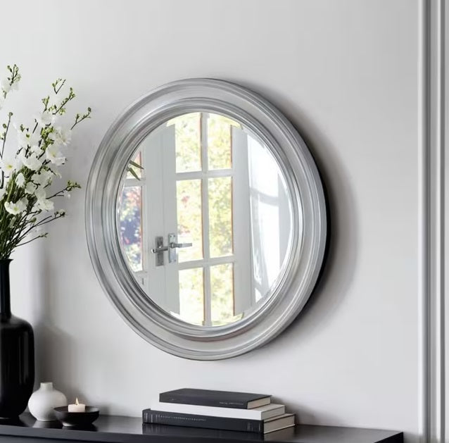 Yearn Denver Round 64.5cm Decorative Living Room Wall Mirror - Silver
