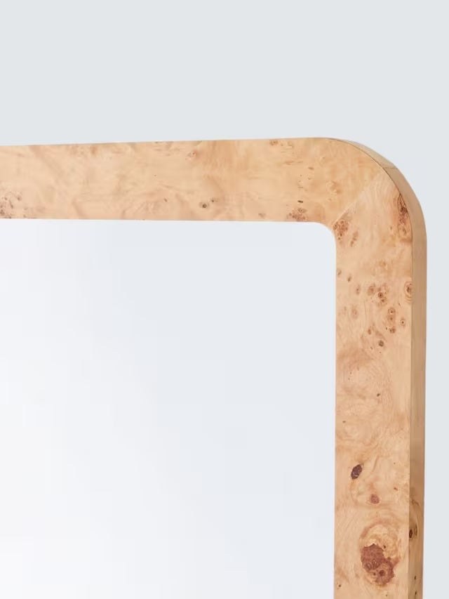 West Elm Burled Wood Decorative Rectangular Wall Mirror 91x61cm - Oak Effect