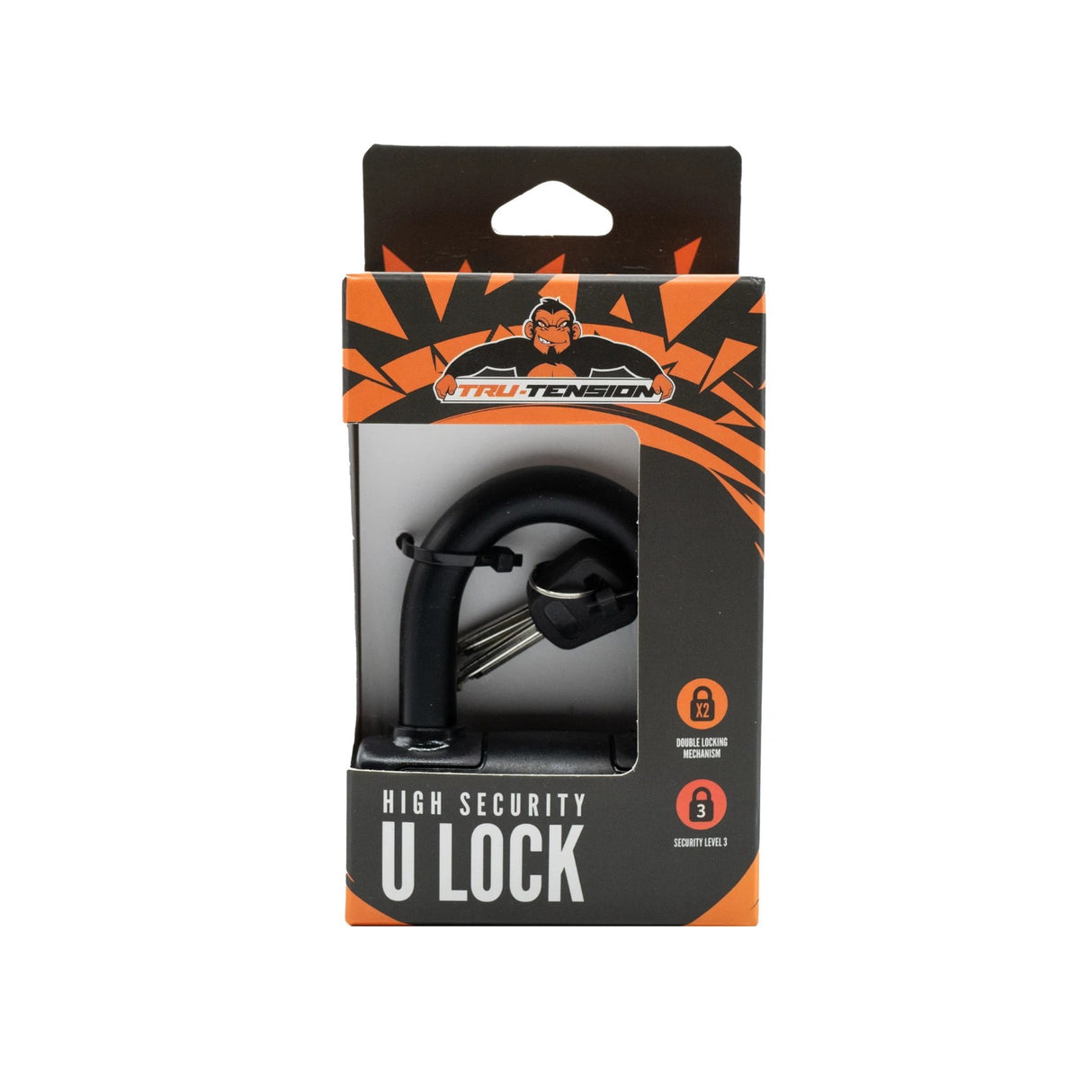 Tru Tension Motorbike Motorcycle High Security Double-Locking U Lock - Black