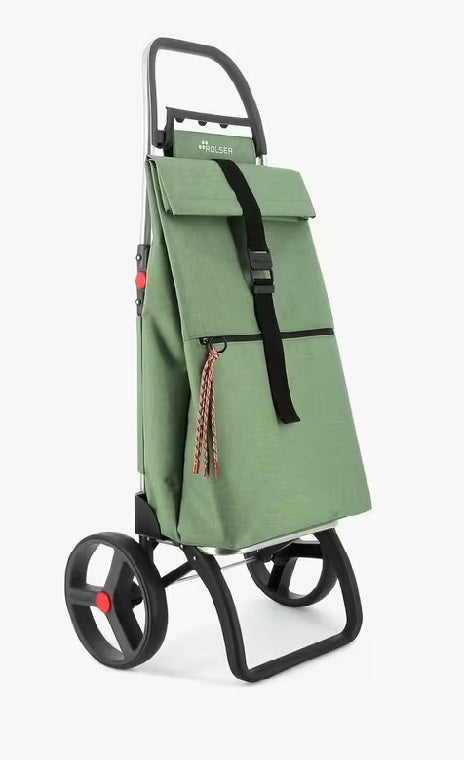ROLSER 2LRSG Compact Folding 2 Large Wheels 43L Shopping Trolley - Green