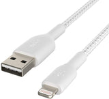 Belkin Braided 3m USB Type-A to Lightning Cable - White - Kazoop 