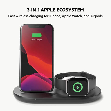 Belkin Wireless Charging Dock for Apple Watch iPhone & AirPods - Black - Kazoop 