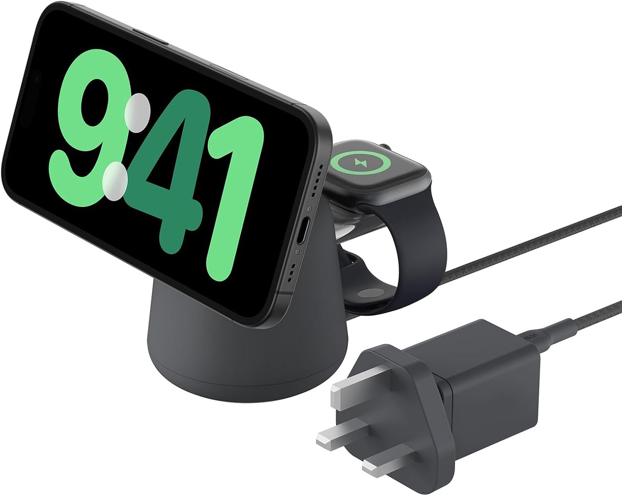 Belkin BoostCharge Pro 2-in-1 MagSafe Fast Wireless Charging Dock - Black