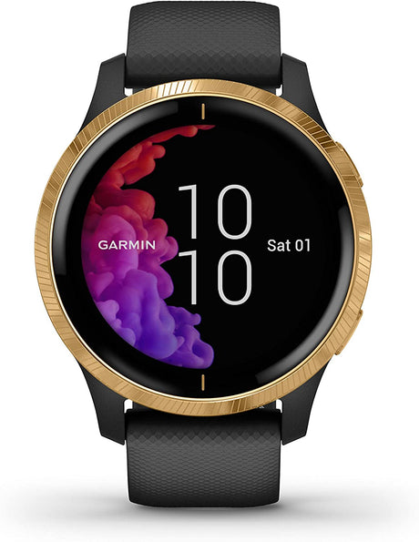 Garmin 010-02173-32 Venu Smartwatch with Silicone Band GPS - Black/Gold
