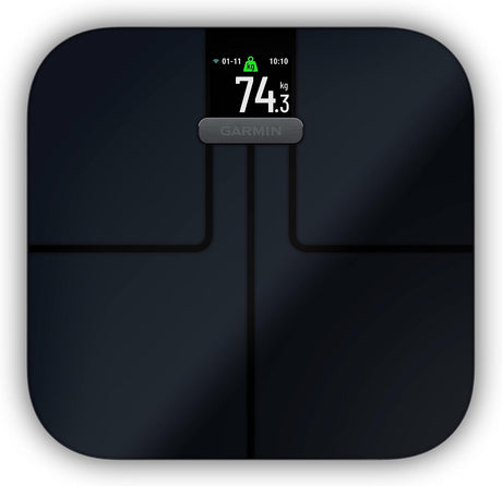 Garmin Index S2 Smart Wi-Fi Bathroom Scale Multi Users H31 x W32cm - Black - Kazoop 