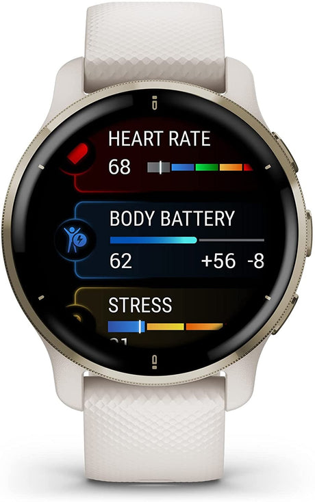 Garmin Venu 2 Plus 43mm GPS Smartwatch - White/Cream Gold