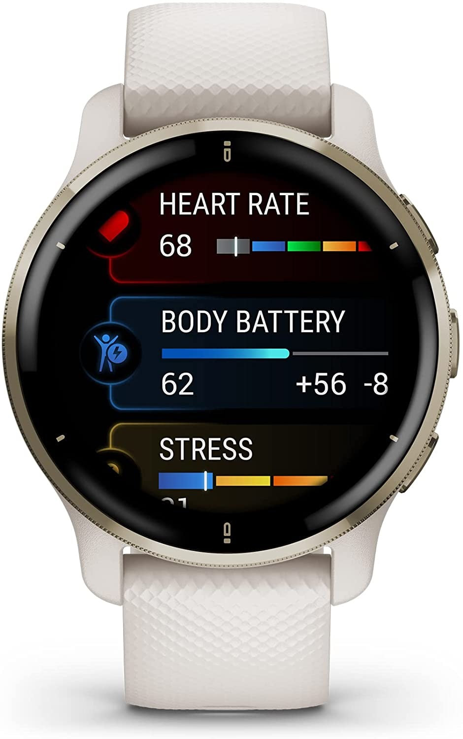Garmin Venu 2 Plus 43mm GPS Smartwatch - White/Cream Gold - Kazoop 