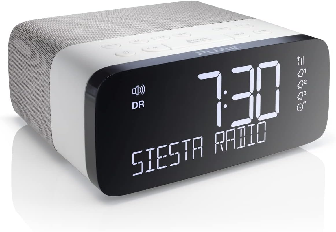 Pure VL-62853 Siesta Rise DAB/FM Bedside Digital Alarm Clock Radio - White