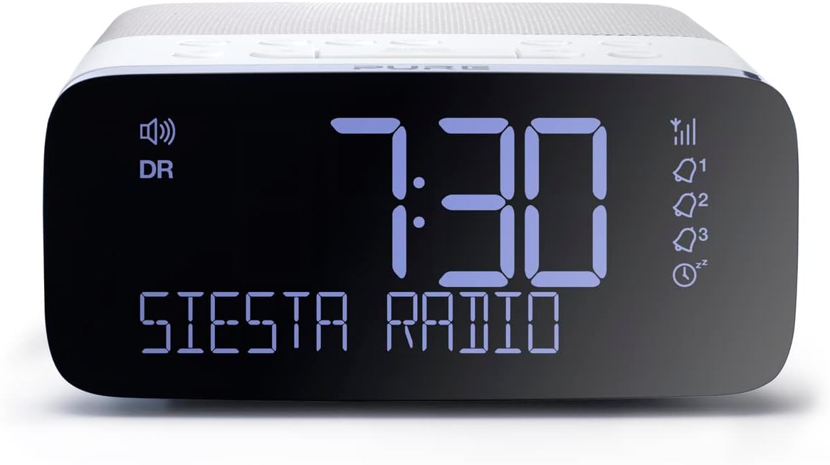 Pure VL-62853 Siesta Rise DAB/FM Bedside Digital Alarm Clock Radio - White