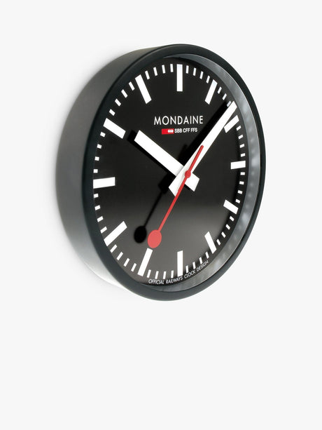 Mondaine Official Swiss Railways Quartz Round Wall Clock - Black - 25cm