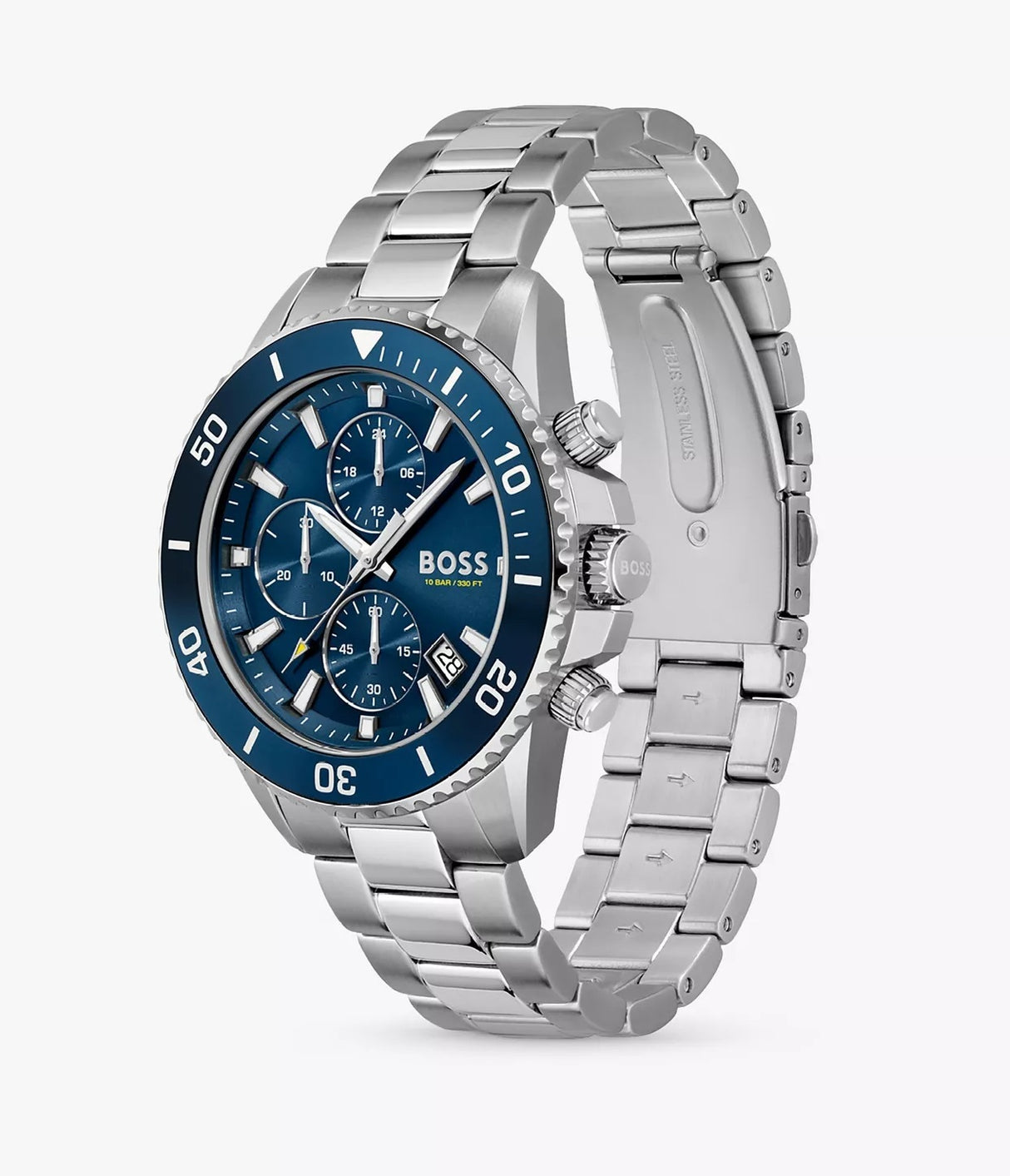 Hugo Boss 1513907 Men's Admiral Chronograph Bracelet Strap Watch Silver/Blue