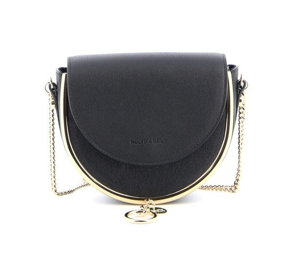 See By Chloé Mara Leather Half-Moon Small Crossbody Shoulder Bag - Black