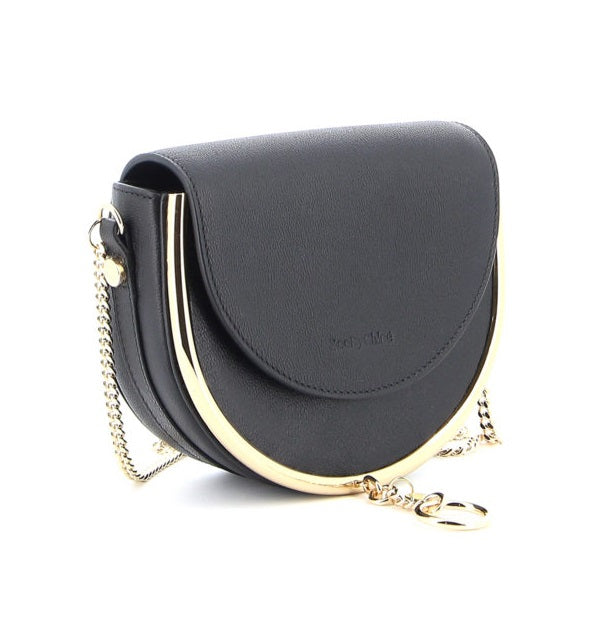 See By Chloé Mara Leather Half-Moon Small Crossbody Shoulder Bag - Black