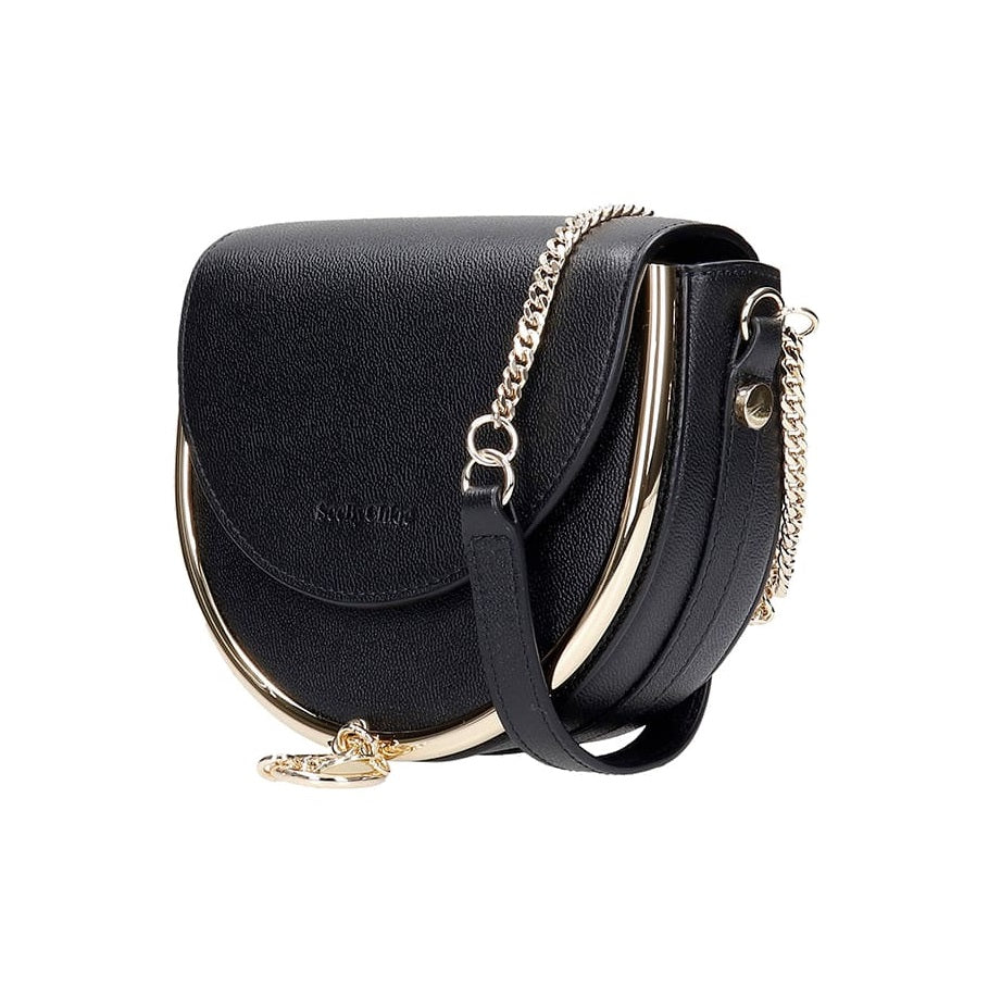 See By Chloé Mara Leather Half-Moon Small Crossbody Shoulder Bag - Black