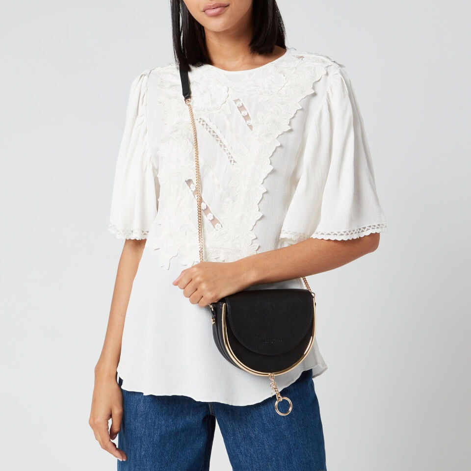 See By Chloé Mara Leather Half-Moon Small Crossbody Shoulder Bag - Black