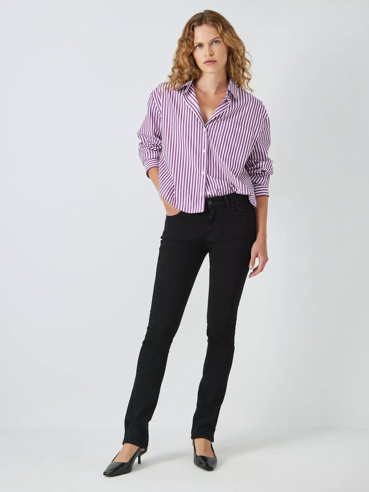 7 For All Mankind Kimmie Bair Straight Mid Rise Jeans - Rinsed Black - 27