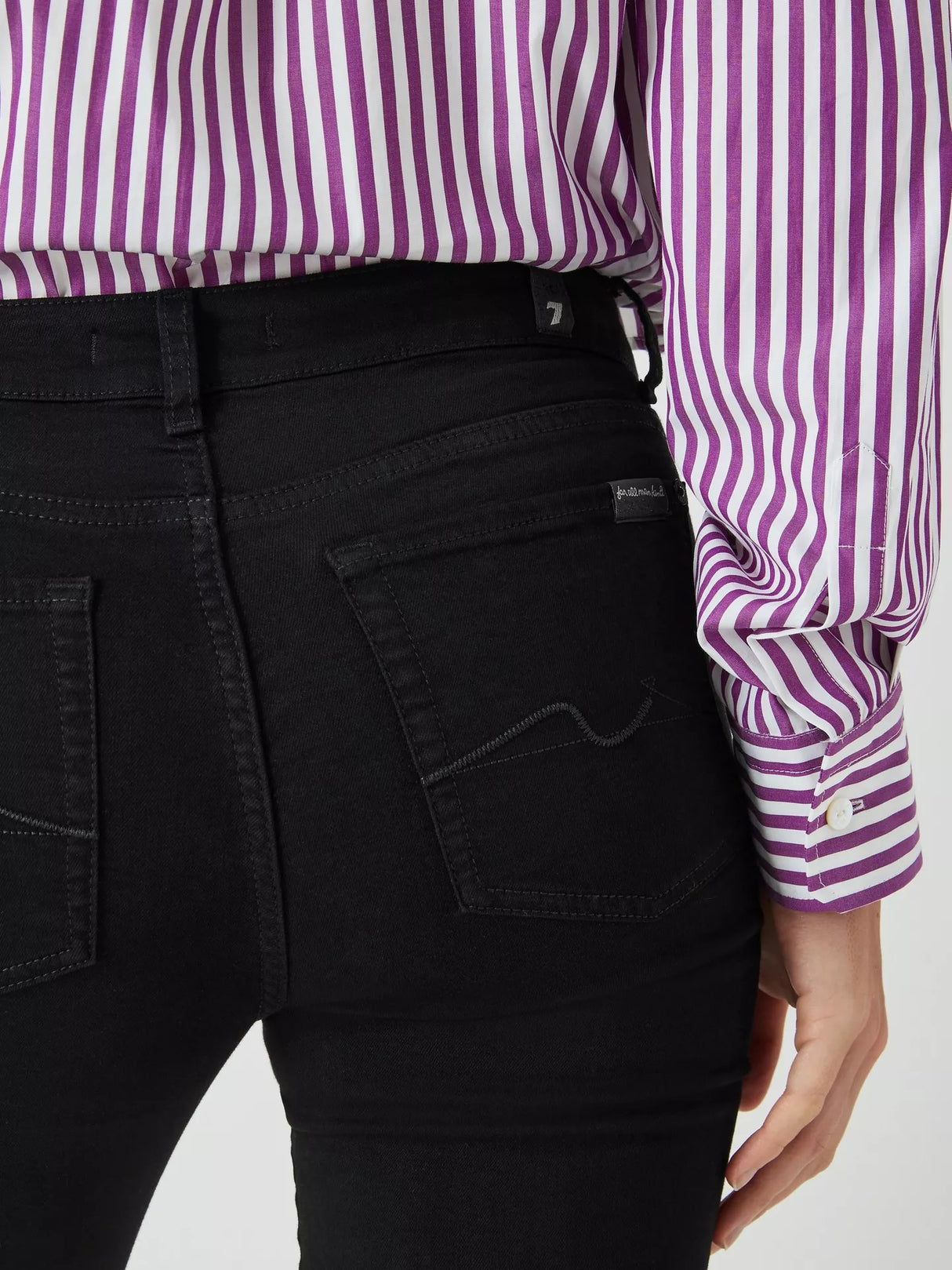 7 For All Mankind Kimmie Bair Straight Mid Rise Jeans - Rinsed Black - 27