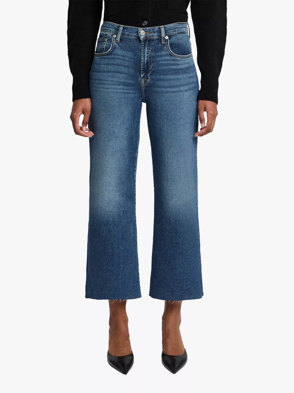 7 For All Mankind Women's Alexa Straight Cropped Jeans - Blue - Size 30