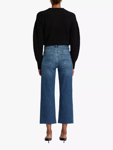 7 For All Mankind Women's Alexa Straight Cropped Jeans - Blue - Size 30