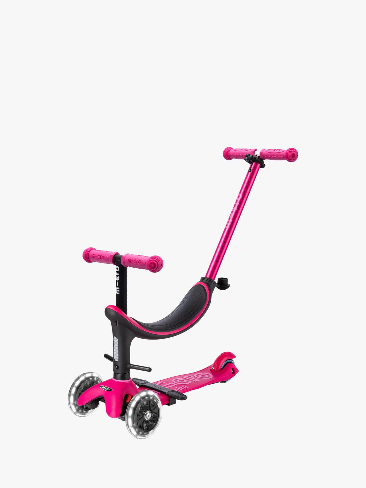 Micro Scooters 4-In-1 Mini Micro Push Along Light Up Wheels Scooter - Pink