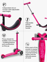 Micro Scooters 4-In-1 Mini Micro Push Along Light Up Wheels Scooter - Pink