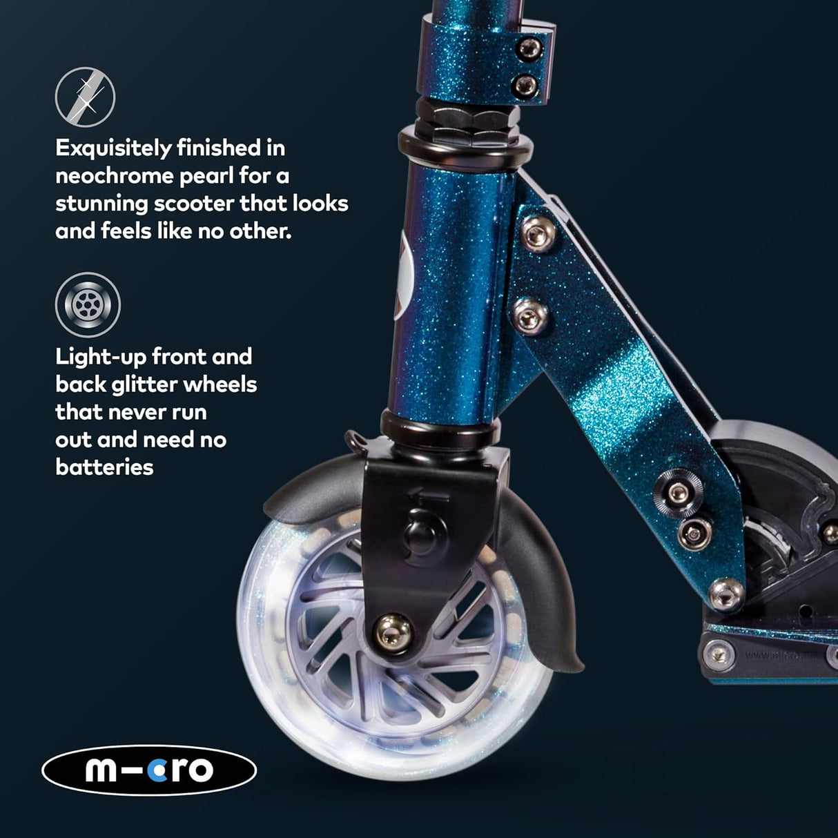 Micro Scooters Sprite Pearlised Age 5-12 LED Light Up Wheels Scooter - Green