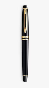 Waterman Expert 22 Carat Gold Trim 17cm Blue Ink Fountain Pen - Gloss Black