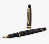 Waterman Expert 22 Carat Gold Trim 17cm Blue Ink Fountain Pen - Gloss Black