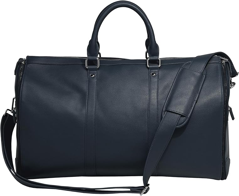 Stackers Weekend Suit Travel Faux Leather Large Garment Bag Holdall - Navy