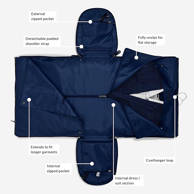 Stackers Weekend Suit Travel Faux Leather Large Garment Bag Holdall - Navy